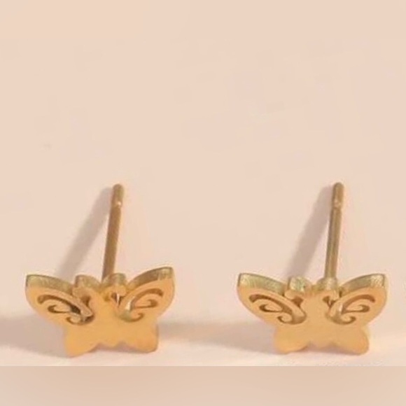 “Curlicue Butterfly” Coil Spiral Swirl Loop Twist Scroll Ringlet Mini Steel Stud - Picture 6 of 7